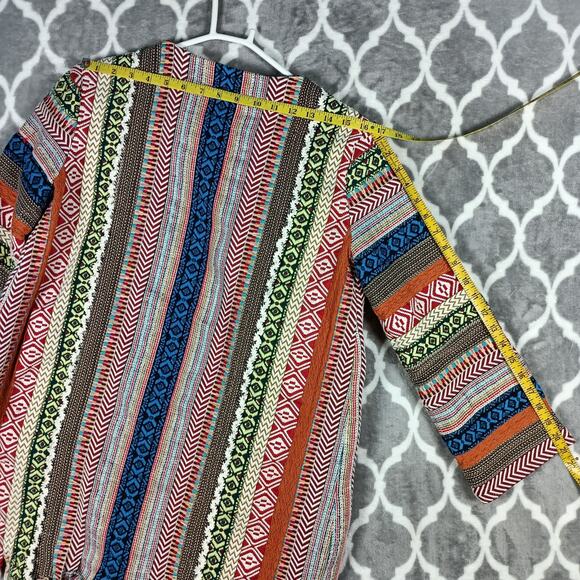 Zara Woman Open Front Jacket Medium Tribal Kimono Cardigan Fringe - Picture 9 of 13